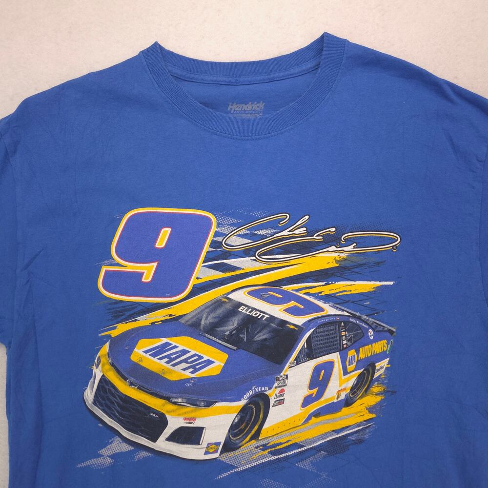 Hendrick Motor Sports Chase Elliott 9 Graphic Shirt Mens Size Large L Blue